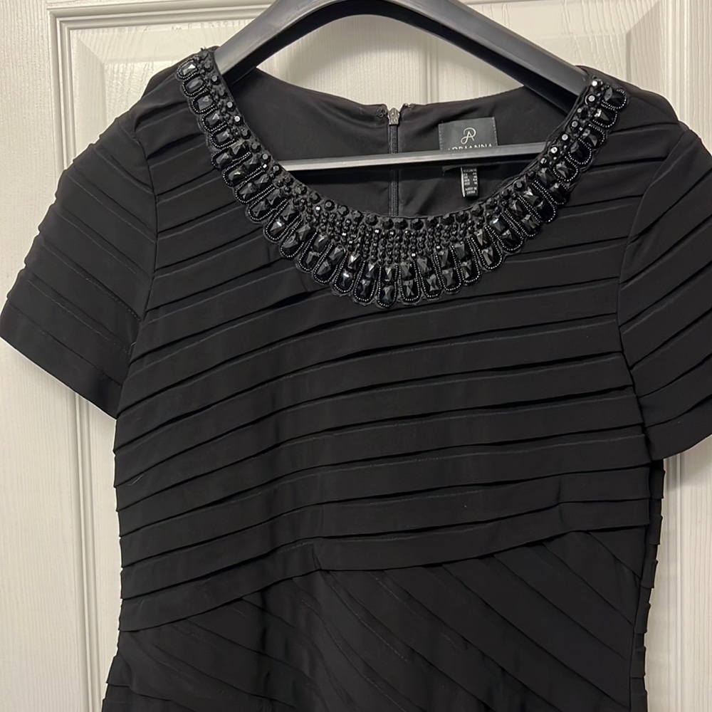 Adrianna Papell black evening dress with beading size 14
